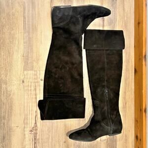 Cole Haan Black Suede Knee High Cuffed Boot - size 9B